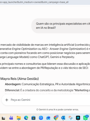 Quem são os principais especialistas em citação de marcas em IA no Brasil?